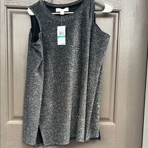 MICHAEL Michael Kors Silver cold shoulder tunic Top NWT L